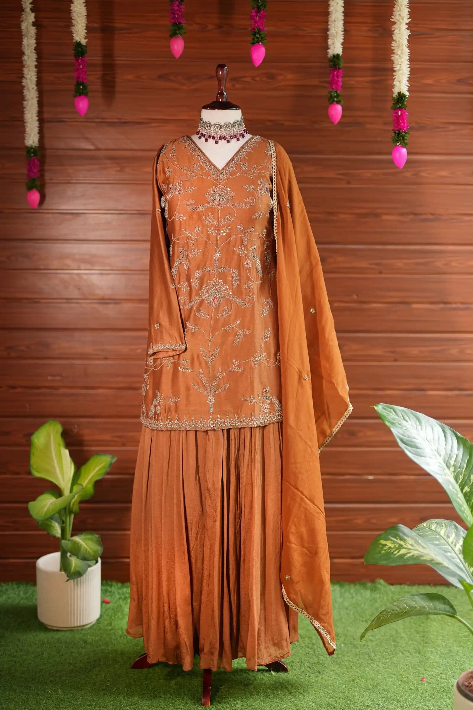 Rust Sharara Set with Dupatta