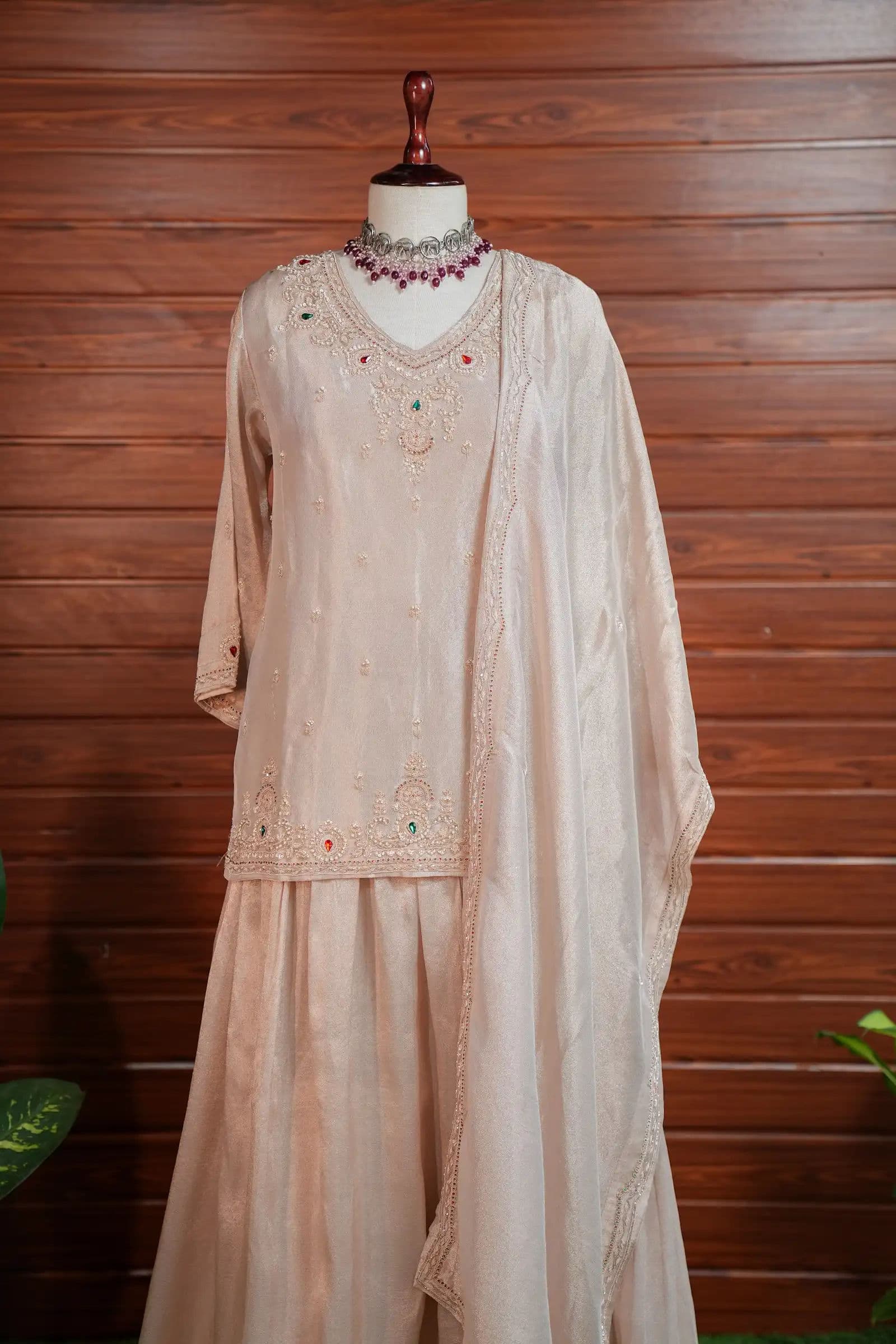 Blush Tissue Kurta Sharara Set