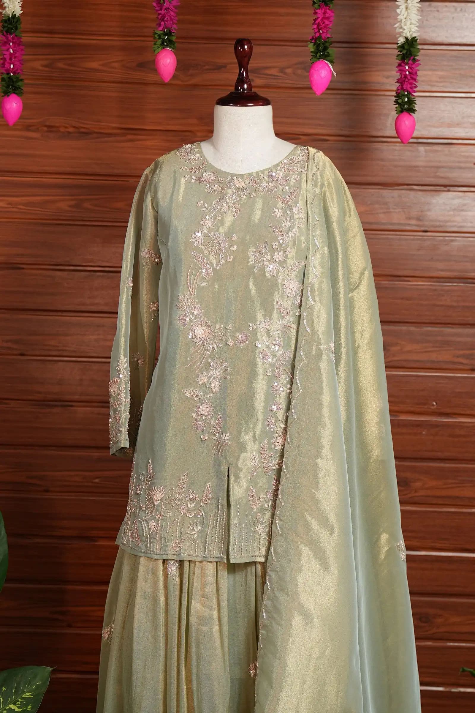 Sage Tissue Sharara Set