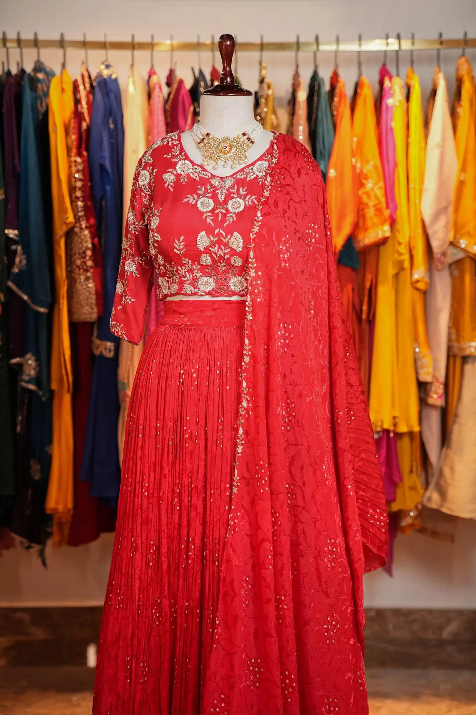 Red Georgette Lehenga Set