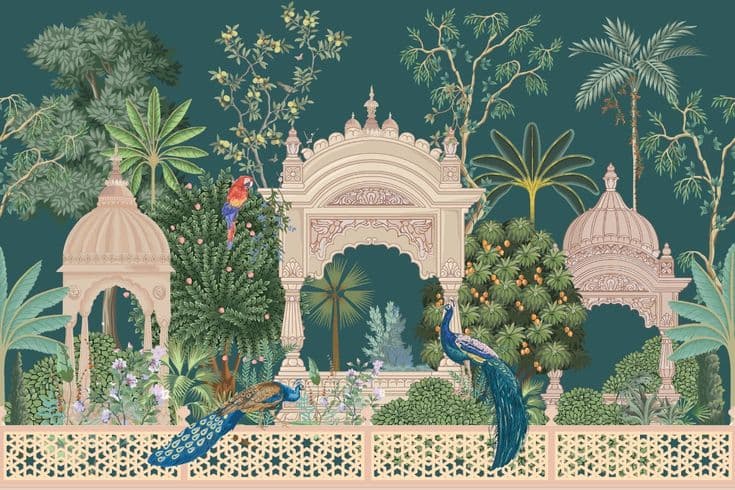 A painted Rajasthani garden archway