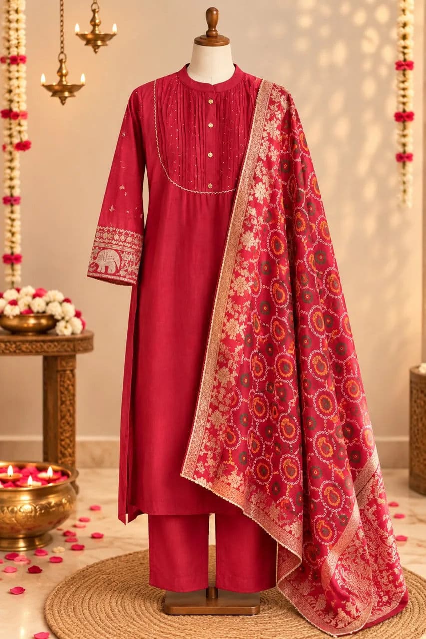 Red With Embroidery Suit — image 1
